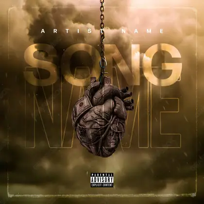 Premade album cover “Beat Money” — expensive texture — metal, stones, gloss in an orange palette
