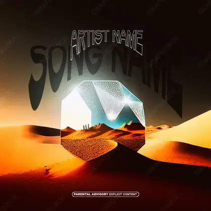Portada de álbum prediseñada «Desert Diamond» — naturaleza en cuadro: cielo, agua y aire, en una gama naranja