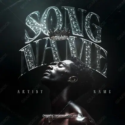 Premade album cover “King's Moment” — a portrait of a man with heavy shadow and restrained light in a black and white palette