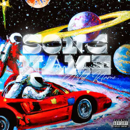Portada de álbum prediseñada «Space Tour» — el espacio en cuadro y una sensación de escala, en una gama roja