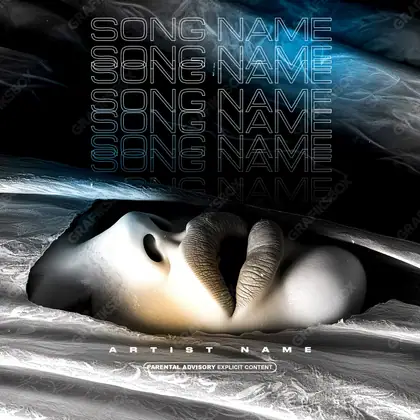 Premade album cover “Rest Face” — a face in frame and deliberate shadow in cool blue tones