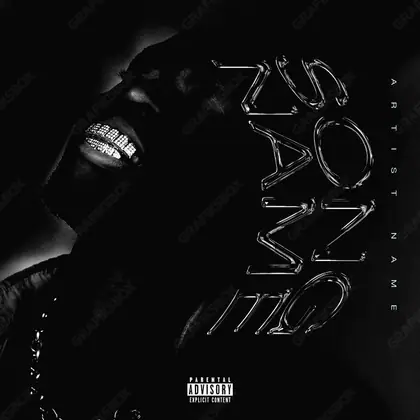Portada de álbum prediseñada «Shiny Tooth» — un encuadre que no encaja en una sola categoría, en una gama en blanco y negro