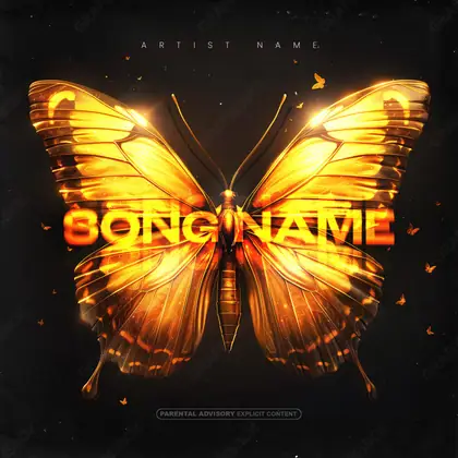 Portada de álbum prediseñada «Goldfly» — un encuadre que no encaja en una sola categoría, en una gama naranja