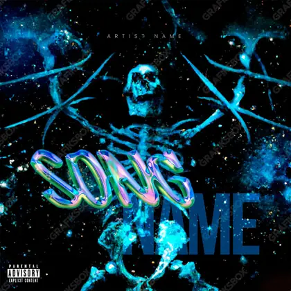Premade album cover “Blue Skele” — an original visual idea with no close match in the catalogue in a blue palette