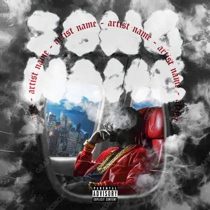 Portada de álbum prediseñada «Smoke Plane» — textura analógica: ruido, líneas de barrido, pantallas viejas, en una gama en blanco y negro