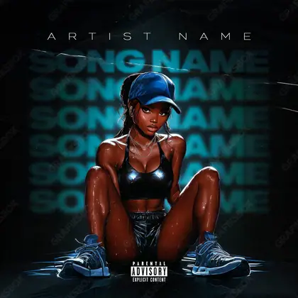 Portada de álbum prediseñada «Athlete» — una idea visual original sin equivalente cercano en el catálogo, en tonos azules fríos