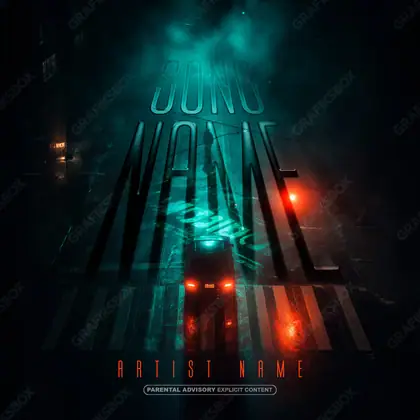 Обложка для песни с ночным сюжетом «Night Duel» — в синих тонах
