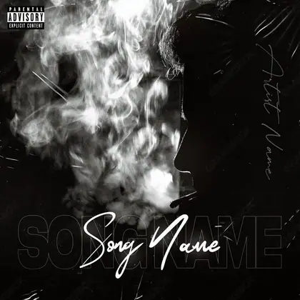 Portada de álbum prediseñada «Smoker» — una idea visual original sin equivalente cercano en el catálogo, en una gama en blanco y negro