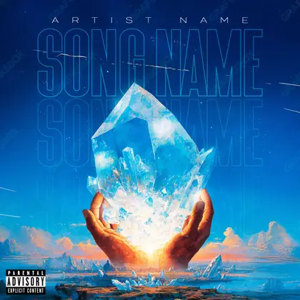 Portada de álbum prediseñada «Natural Stone» — una escena natural tranquila, con espacio para respirar, en una gama azul