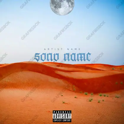 Portada de álbum prediseñada «Desert» — una escena natural tranquila, con espacio para respirar, en matices anaranjados