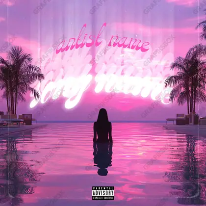 Premade album cover “The Infinity Pool” — a surreal scene on the edge of sleep and waking in a pink palette