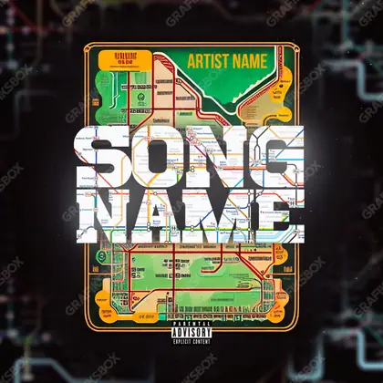 Premade album cover “Subway” — an urban frame with dense city texture in orange shades