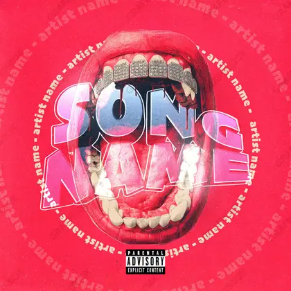 Portada de álbum prediseñada «Slobbering» — un encuadre que no encaja en una sola categoría, en tonos rojos intensos
