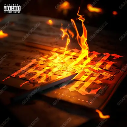 Portada de álbum prediseñada «Fyah» — una idea visual original sin equivalente cercano en el catálogo, en matices anaranjados