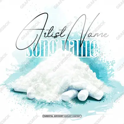 Premade album cover “Medicinas” — a frame that refuses to sit in one category in a blue palette
