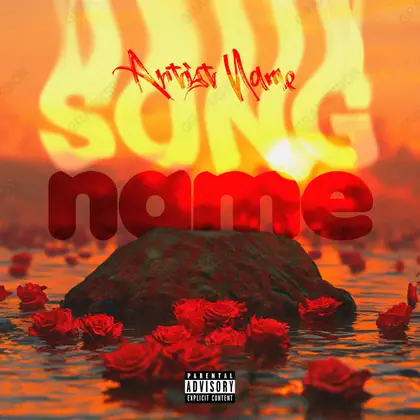 Premade album cover “Water Petals” — a landscape with a wide, open horizon in an orange palette