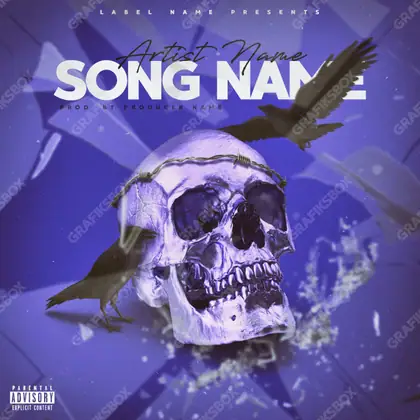 Premade album cover “Purple Skull” — a grim scene holding its tension in a purple palette