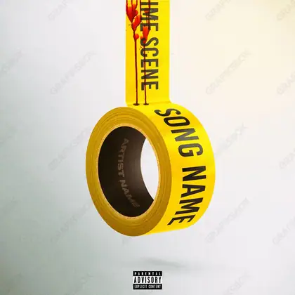 Portada de álbum prediseñada «Crime Scene Tape» — textura analógica: ruido, líneas de barrido, pantallas viejas, en una gama dorada