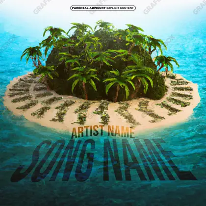 Готовая обложка для трека «Private island» — в синих тонах