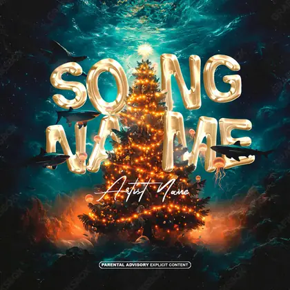 Portada de álbum prediseñada «Shark Christmas» — un encuadre que no encaja en una sola categoría, en matices anaranjados
