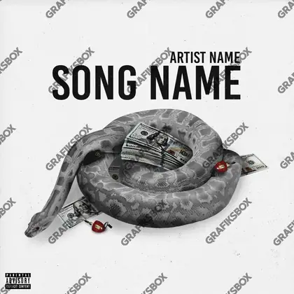 Premade album cover “Snake 2” — harsh imagery in a low-key frame in a black and white palette