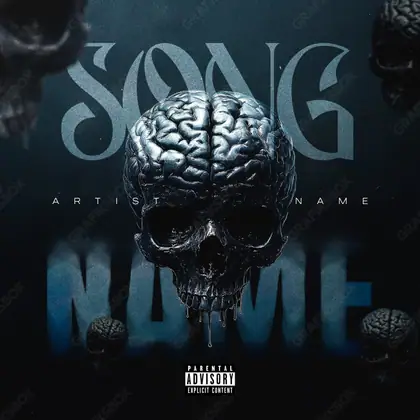 Premade album cover “Smart Skull” — dark art with a heavy atmosphere in a blue palette