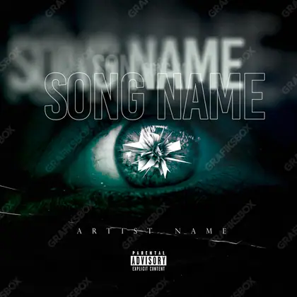 Premade album cover “Sharp Vision” — a surreal scene on the edge of sleep and waking in cool blue tones