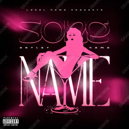 Premade album cover “Liquid Silhouette” — chrome, glass and mirrored reflections in a pink palette