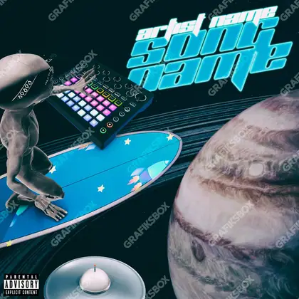 Premade album cover “Space Rapper” — a subject facing the camera with almost no decoration in cool blue tones