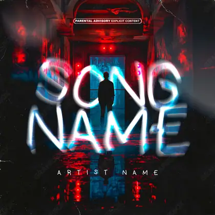 Portada de álbum prediseñada «Escape Room» — un encuadre urbano de textura densa, en una gama roja