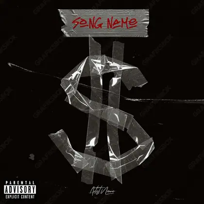 Portada de álbum prediseñada «Money Tape» — textura analógica: ruido, líneas de barrido, pantallas viejas, en una paleta monocroma