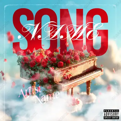 Premade album cover “Melodious” — a frame that refuses to sit in one category in a red palette