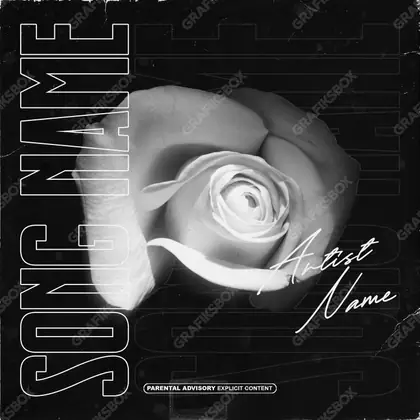 Готовая обложка для трека с цветами «Old Rose» — в чёрно-белом