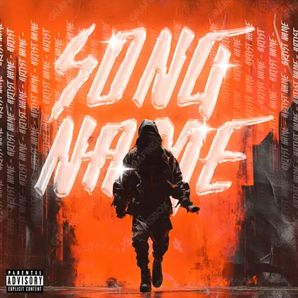 Portada de álbum prediseñada «Battling» — una idea visual original sin equivalente cercano en el catálogo, en una gama naranja