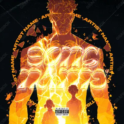 Premade album cover “Protective Father” — a subject facing the camera with almost no decoration in orange shades