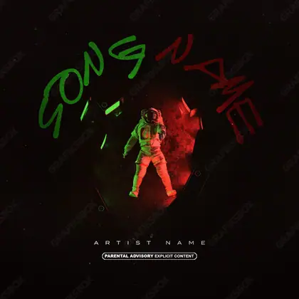 Portada de álbum prediseñada «Social Well» — un encuadre que no encaja en una sola categoría, en una gama roja
