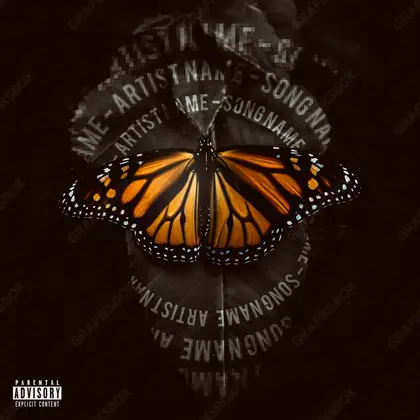 Premade album cover “Flutter” — an original visual idea with no close match in the catalogue in an orange palette