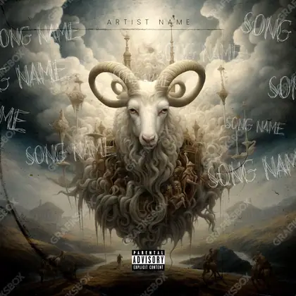 Portada de álbum prediseñada «God Goat» — un motivo con carácter propio, en matices anaranjados