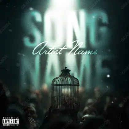 Portada de álbum prediseñada «Social Cage» — un encuadre que no encaja en una sola categoría, en tonos azules fríos