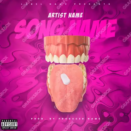 Portada de álbum prediseñada «Party Pill» — una idea visual original sin equivalente cercano en el catálogo, en una gama rosa