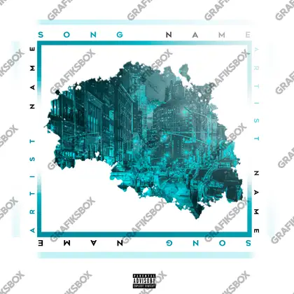 Готовая обложка для трека с городом «City Lights» — в синих тонах