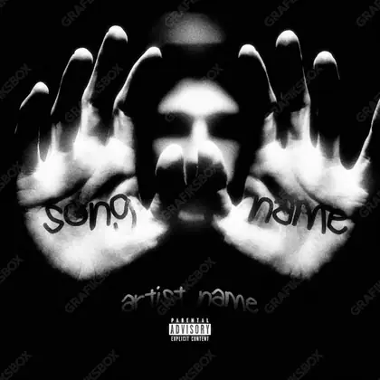 Premade album cover “Hands” — a face in frame and deliberate shadow in a monochrome palette