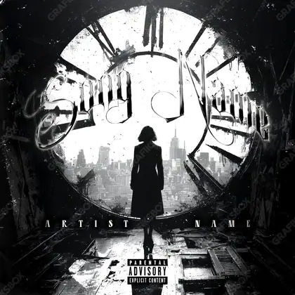 Portada de álbum prediseñada «Backward Time» — un encuadre que no encaja en una sola categoría, en una paleta monocroma