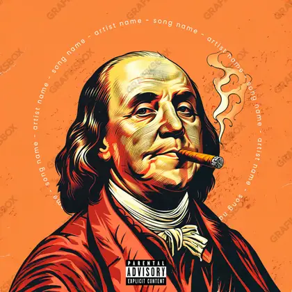 Portada de álbum prediseñada «Smokjamin» — una idea visual original sin equivalente cercano en el catálogo, en matices anaranjados