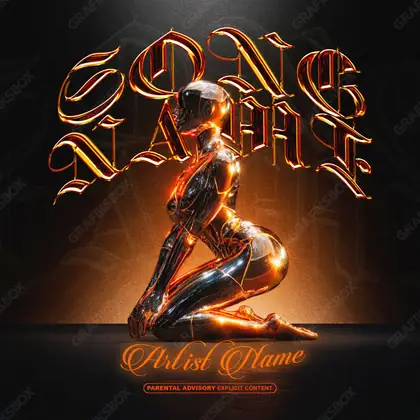 Portada de álbum prediseñada «Future Appeal» — una idea visual original sin equivalente cercano en el catálogo, en una gama naranja