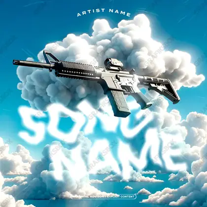 Premade album cover “Sky Warrior” — a landscape with a wide, open horizon in a blue palette