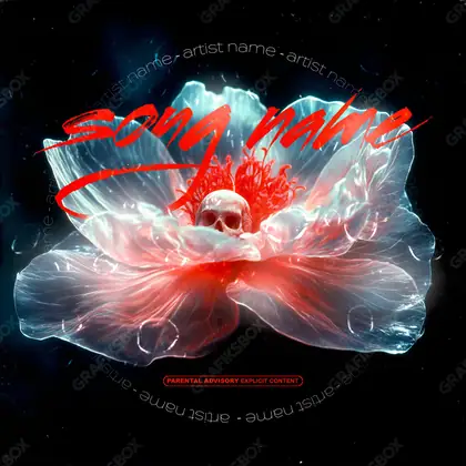 Готовая обложка для трека с цветами «Floral Skull» — в красных тонах