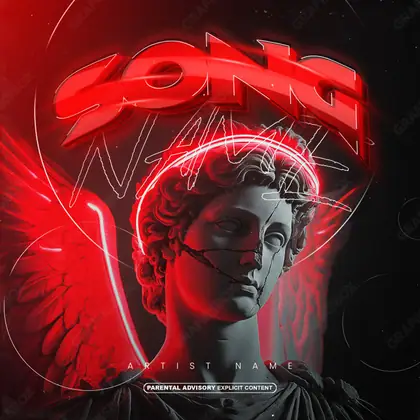 Обложка для песни с неоном «Neon Angel» — в красных тонах