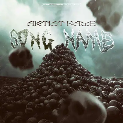 Premade album cover “Skulls Mountain” — nature in frame: sky, water and air in a black and white palette