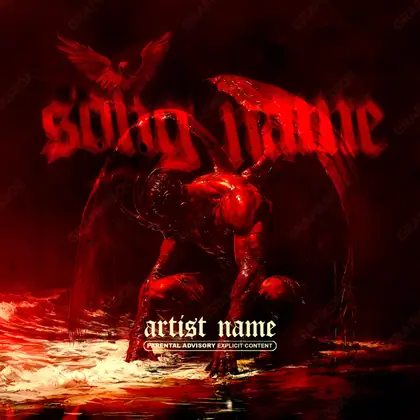 Portada de álbum prediseñada «Scourge» — una idea visual original sin equivalente cercano en el catálogo, en tonos rojos intensos
